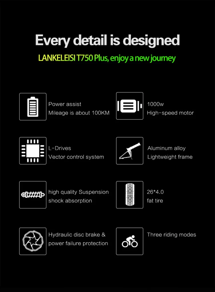 Lankeleisi XT750 Plus 1000W 26" Fat Bike