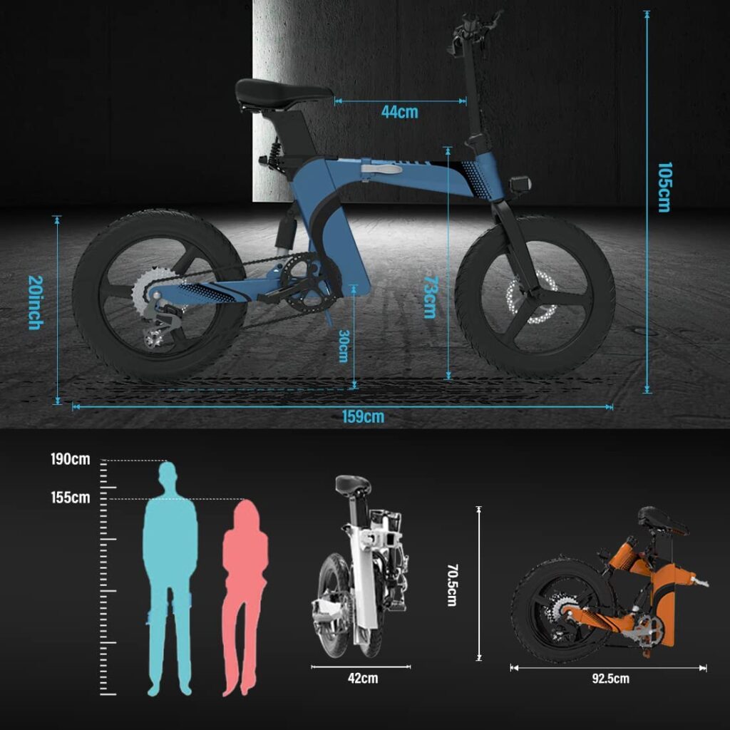 BK5 Plus electric bike city foldable ebike size