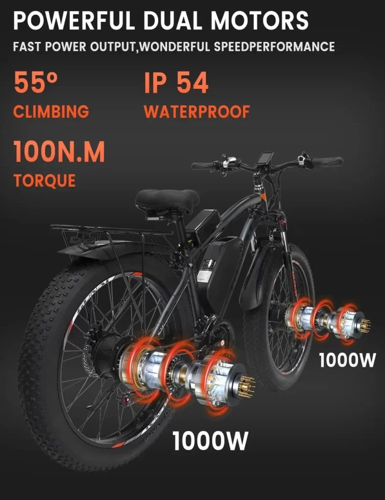 GUNAI Electric Moutain Bike 26inch Fat Tire Ebike