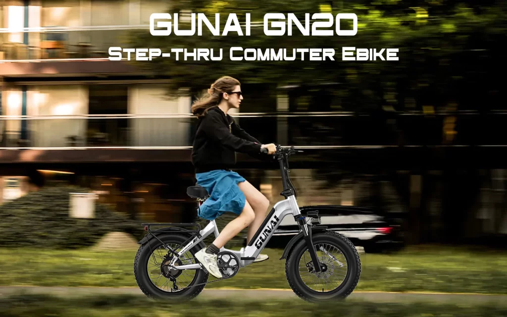 GUNAI GN20 Electric Bike for Adults 20’’ Fat Tire Step-Thru Foldable Commuter Ebike