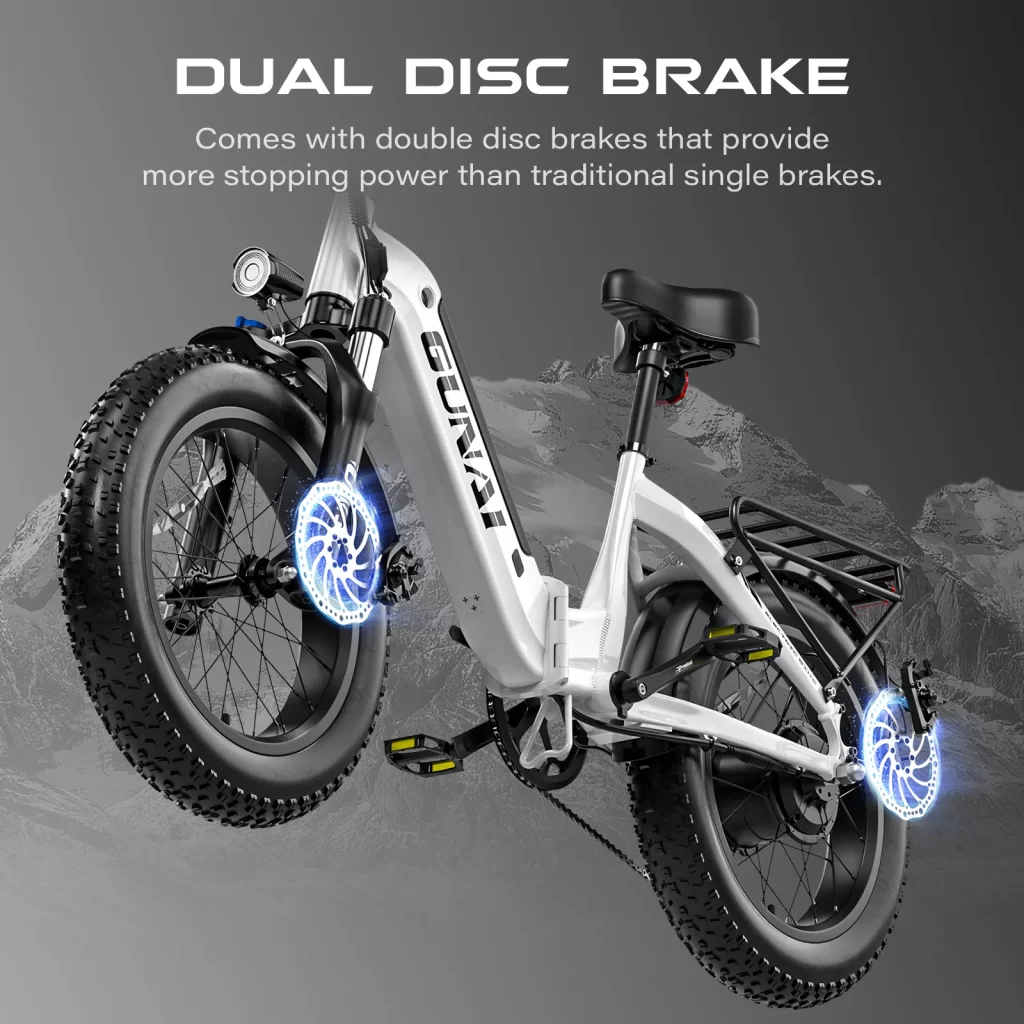 GUNAI GN20 Electric Bike for Adults 20’’ Fat Tire Step-Thru Foldable Commuter Ebike