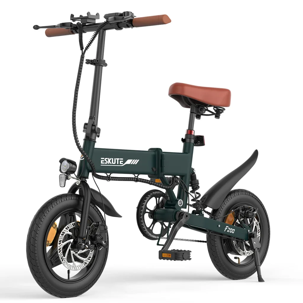 ESKUTE F200 Folding Electric Bike 14"x2.125", Urban Ebike of 36V 7.8Ah with LCD Display